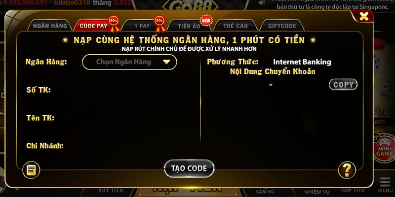 Nạp tiền thông qua mã code pay vừa an toàn vừa tiện lợi