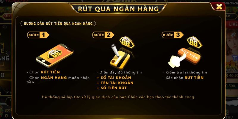 Quy trình rút tiền nhanh chóng từ go88 về ngân hàng